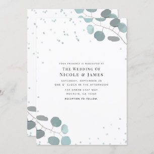 Green Eucalyptus Leaves Rustic Wedding Invitation