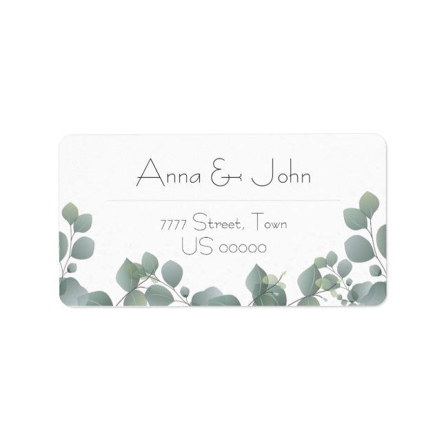 Green Eucalyptus Modern Floral Address Label (Front)