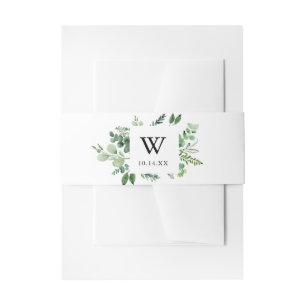 Green Eucalyptus Monogram Wedding Invitation Belly Band