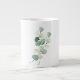 Green Eucalyptus Pastel Leaves Duvet Cover Large Coffee Mug