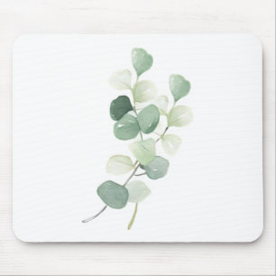 Green Eucalyptus Pastel Leaves Duvet Cover Mouse Pad