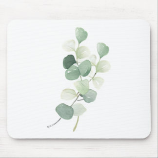 Green Eucalyptus Pastel Leaves Duvet Cover Mouse Pad