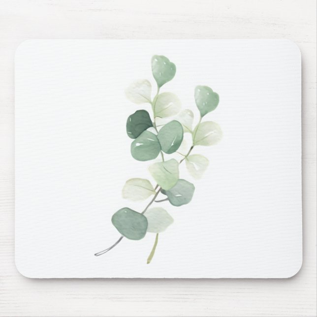 Green Eucalyptus Pastel Leaves Duvet Cover Mouse Pad (Front)