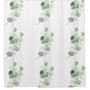 Green Eucalyptus Pastel Leaves Duvet Cover Shower Curtain