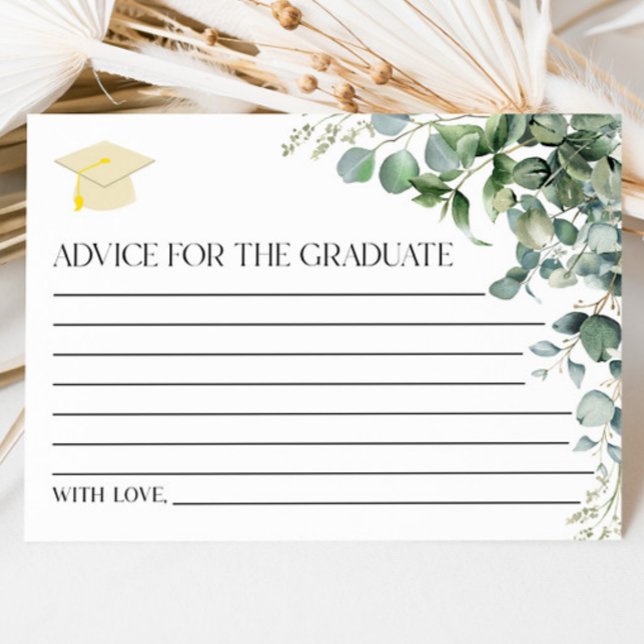 Green Eucalyptus Plant Graduation Party Advice Card (Creator Uploaded)