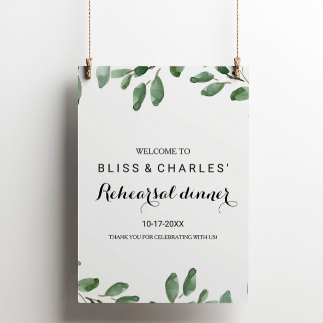 Green Eucalyptus Rehearsal dinner Welcome Poster (Creator Uploaded)
