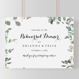 Green Eucalyptus Rehearsal Dinner Welcome Sign
