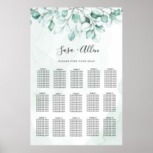 Green Eucalyptus Wedding Seating Chart