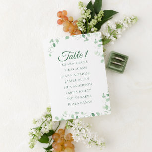 Green Eucalyptus Wedding Seating Chart Card