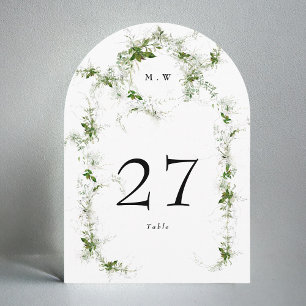 Green Eucalyptus Wreath Monogram Arch Table Number