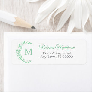 Green Eucalyptus Wreath Monogram Return Address