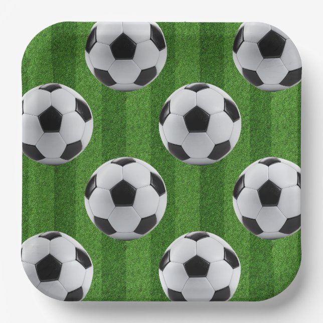 Green European Football Pattern Paper Plate (Front)