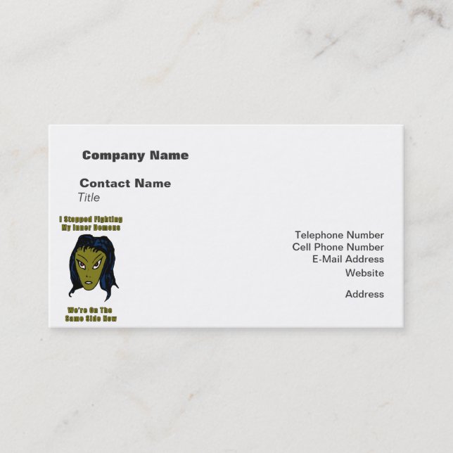 Green Evil Alien Woman Same Side Now Business Card (Front)