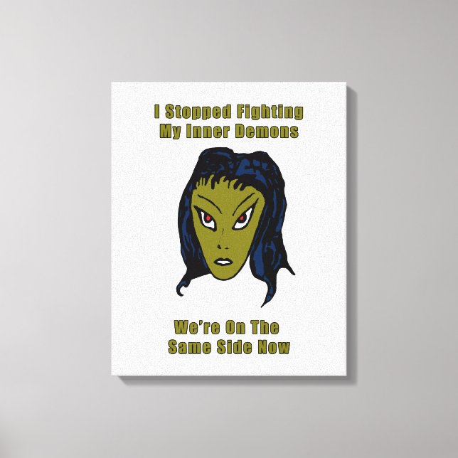 Green Evil Alien Woman Same Side Now Canvas Print (Front)