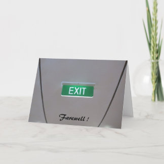 green exit farewell card