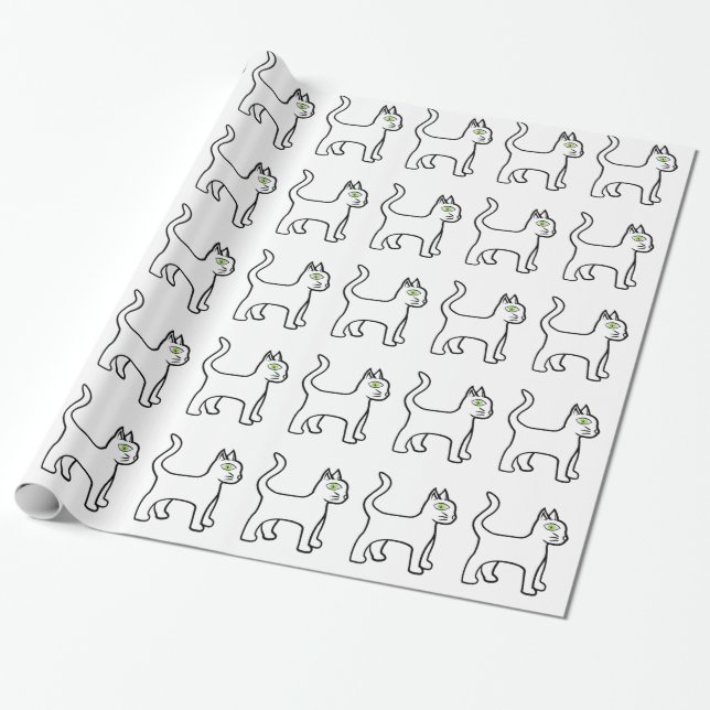 Green-eye Cat Thunder_Cove Wrapping Paper (Unrolled)