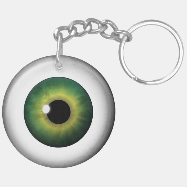 Green Eye Eyeball Round Two Sided Acrylic Keychain (Back Left)