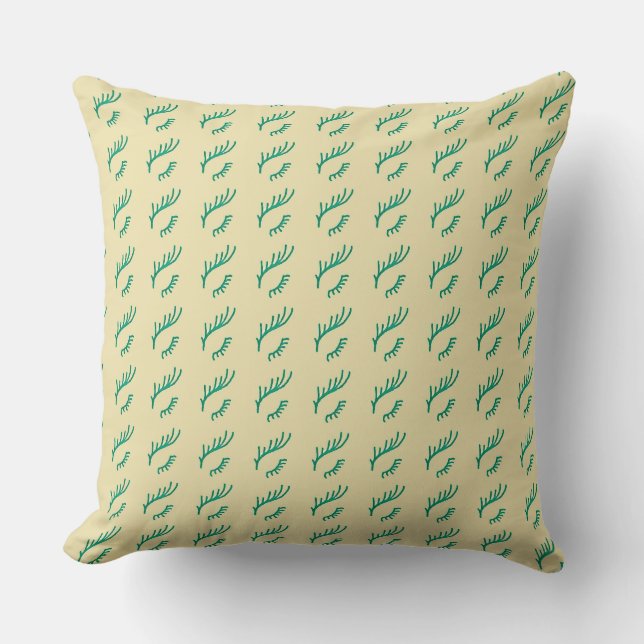 Green Eye Lashes over Yellow Background Cushion (Front)