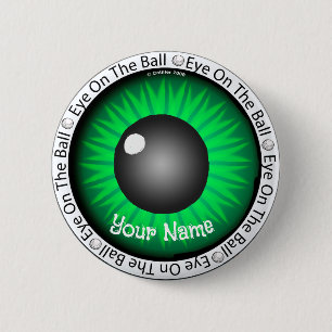 Green Eye On Ball Golfer 6 Cm Round Badge