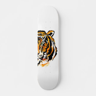 Green Eye Tiger Head Skateboard