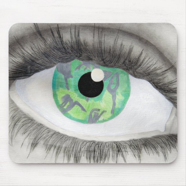 Green Eye With Dancer Silhouettes in Iris Mouse Pad (Front)