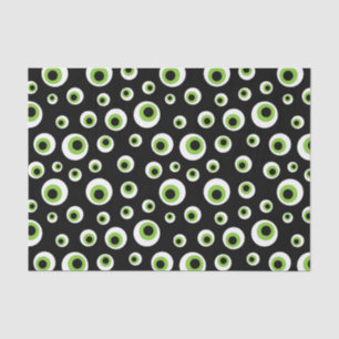 Green Eyeballs Halloween Pattern Tissue Paper