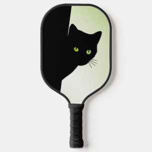 Green Eyed Black Cat Pickleball Paddle