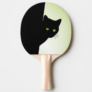Green Eyed Black Cat Ping Pong Paddle