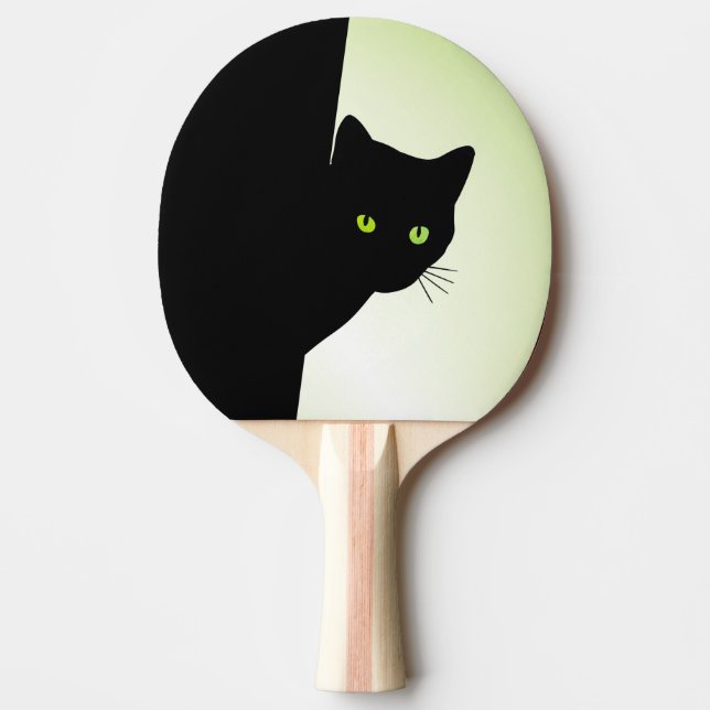 Green Eyed Black Cat Ping Pong Paddle (Front)