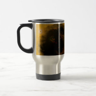 green eyed black cat sunburst Aluminium Travel Mug