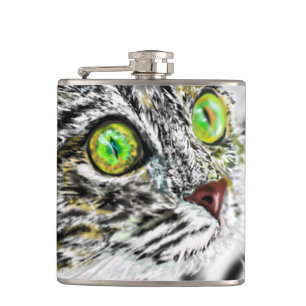 Green Eyed Cat Flask Stalking