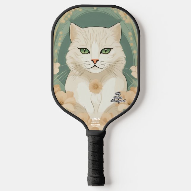 Green-Eyed Cat Personalised Pickleball Paddle (Front)