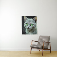 Green Eyed Cat Portrait Mystical Cat Art