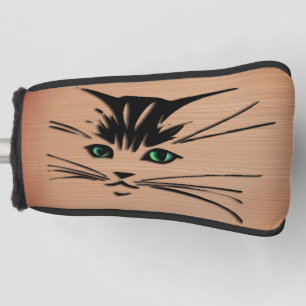 Green Eyed Cat Rustic Golf Head Cover