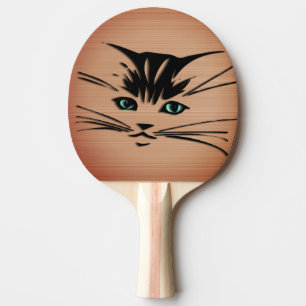 Green Eyed Cat Rustic Ping Pong Paddle