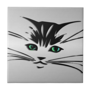 Green Eyed Cat Tile