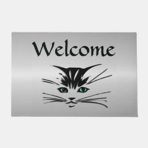 Green Eyed Cat Welcome Mat