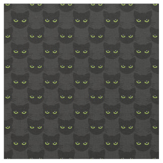 Green - eyed cats on graphite background fabric