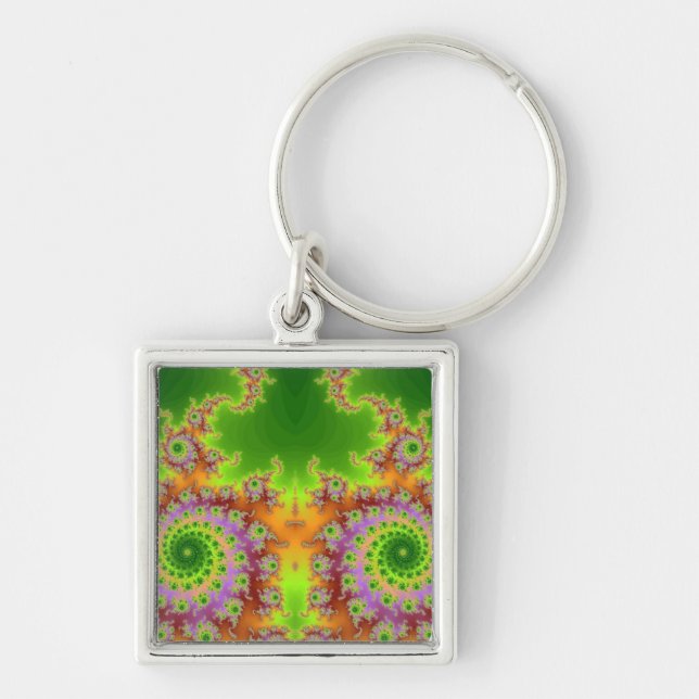 Green Eyed Fractal Key Ring (Front)