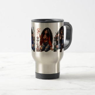 Green-Eyed Hookah Woman Travel Mug