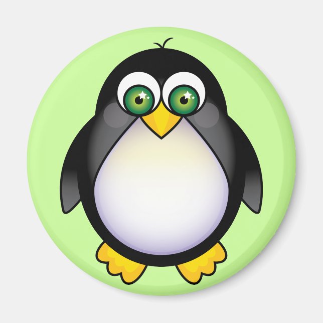 Green Eyed Penguin Cartoon Magnet (Front)