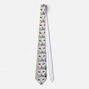 Green Eyed White Cat Necktie