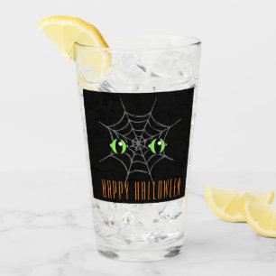 Green Eyes And Grey Spiderweb Glass Tumbler