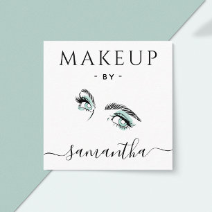 Green Eyes & Brown Clean Aesthetic Makeup Artist Square Business Card