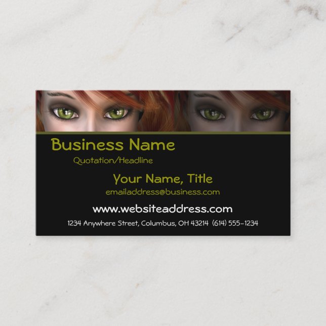 Green Eyes D2 - Fantasy Business Cards (Front)
