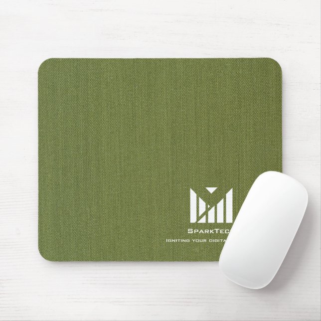 Green Fabric Texture Elegant Monogram Logo Custom Mouse Pad (With Mouse)