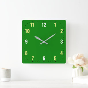 Green Face With Numbers - Frameless  Square Wall Clock