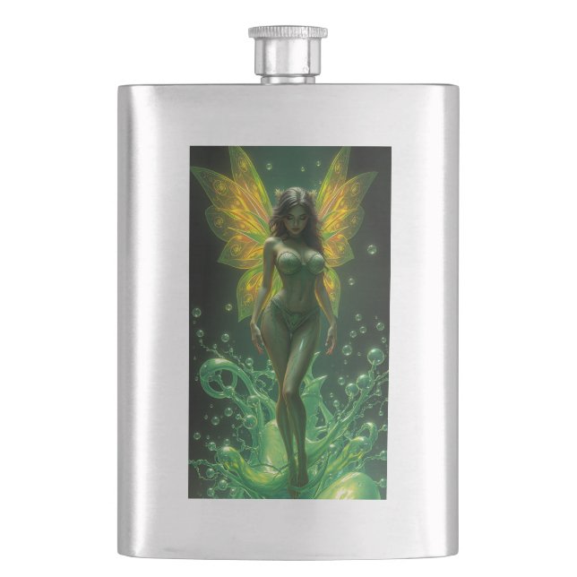 Green Fairy Absinthe Hip Flask (Front)
