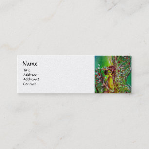 GREEN FAIRY, pearl paper, yellow silver gold Mini Business Card