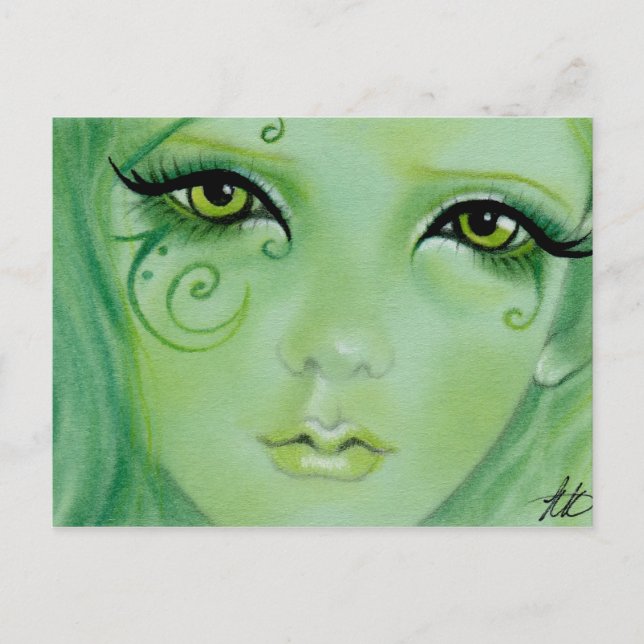 Green Fairy Swirls Postcard (Front)